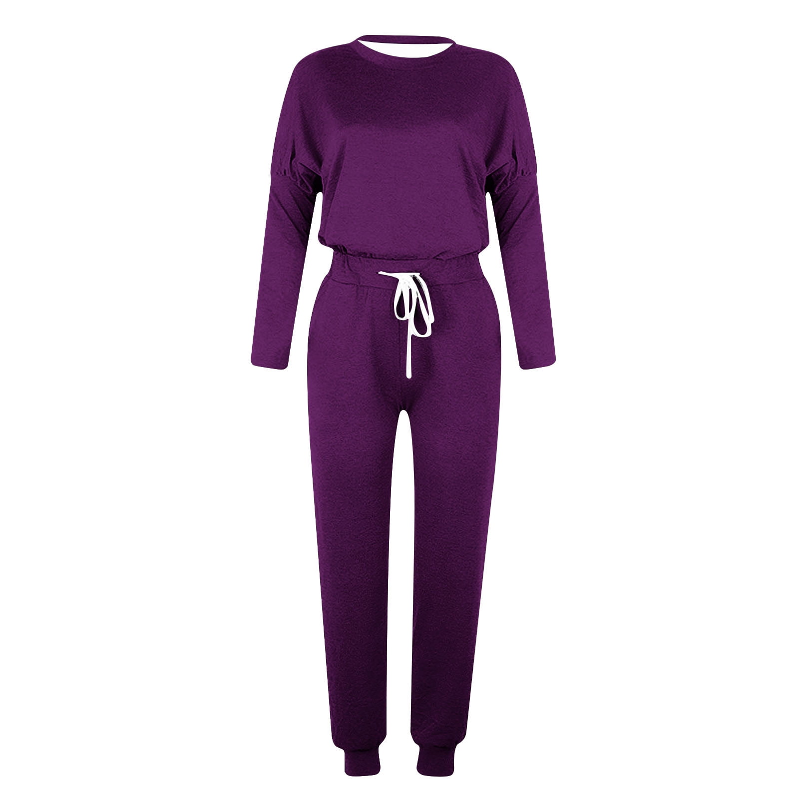YUGYXL Jogger Sets for Women 2 Piece Lounge Sets Long Sleeve Tops Sweatpant Sweatsuits Set Casual Workout Tracksuits Outfits Purple XXL