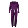 thumbnail image 4 of YUGYXL Jogger Sets for Women 2 Piece Lounge Sets Long Sleeve Tops Sweatpant Sweatsuits Set Casual Workout Tracksuits Outfits Purple XXL, 4 of 4
