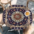 thumbnail image 3 of Navy Blue Boho Fitted Tablecloth with Elastic Edged, Round Table Cloth for Dining Table, Contemporary Abstract Ethnic Vintage Geometric Waterproof Oil Proof Table Cover for Indoor Outdoor 55"-60", 3 of 9