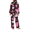 thumbnail image 4 of Renewold Thermal Pink Heart Print Pajama Top Pants Set of 2 Valentine's Day Button Down Nightwear for Spring Fall Winter Women Casual Home Daily Wear Clothing Size M, 4 of 6