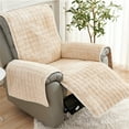 thumbnail image 6 of Recliner Sofa Cover 53x190cm P Velvet Recliner Chair Slipcover Non Slip Elastic Straps Furniture Protector for Loveseat Armchair Warm Couch Cover Washable Sofa Protector Beige Gray, 6 of 6