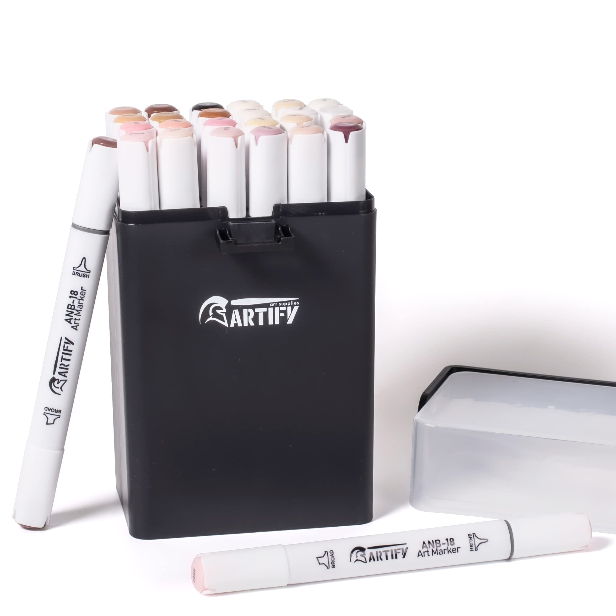 ARTIFY 24 Colors Skin Tone Alcohol Brush Markers, Brush & Chisel Dual