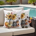 thumbnail image 4 of Fall Sunflower Outdoor Waterproof Pillow Covers, Thanksgiving Pumpkin Botanical Leaf Farmhouse Decorative Square Throw Pillowcase Sofa Cushion Sham for Patio/Couch/Chair, 16"x16" 2 Pack, 4 of 8