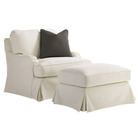 Lexington Coventry Hills Stowe Slipcover Chair with Ottoman in Cream