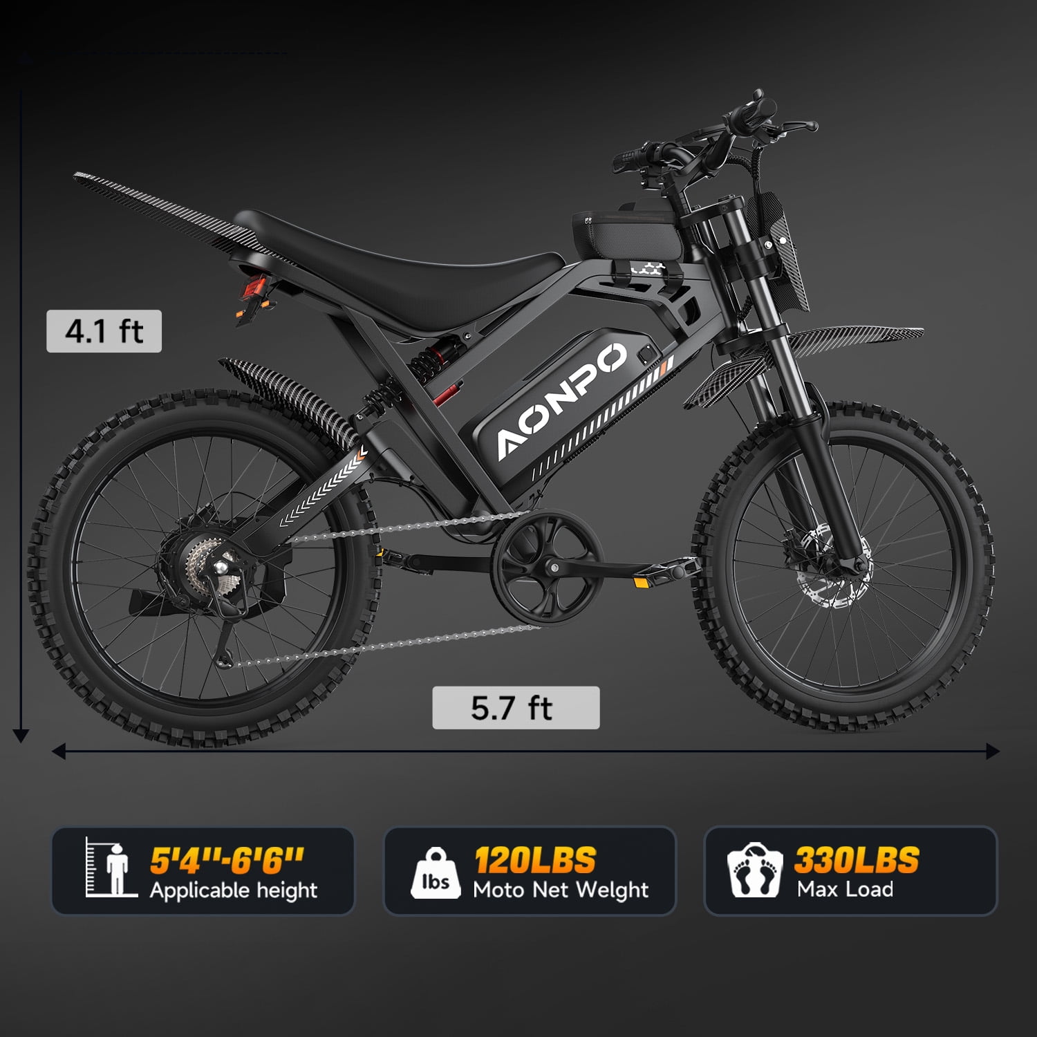 AONPO A20 Pro Electric Bike for Adults, 20*4.0 Fat Tire E-Mountain Bicycle,Peak 2000W Motor 52V 22.5Ah 7-Speed E-Bike UL2849, LCD Display with NFC Unlock