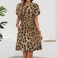 thumbnail image 2 of Leopard Print Brown Women's Dress Short Sleeve Summer Sundress Summer Women Clothes, 2 of 7