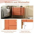 thumbnail image 4 of Modern Nightstand with 2 Storage Drawers, Fluted Bedside Table with Golden Metal Handles and Legs for Living Room and Bedroom, Orange, 4 of 8