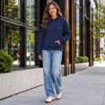 thumbnail image 2 of Wrongduck Polka Dot Hooded Sweatshirt for Women, Relaxed Graphic Print Fleece Pullover with Pocket for Fall and Winter, 2 of 12