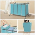 thumbnail image 4 of Four-compartment laundry basket, 47.8 gallon (181 liter) wheeled laundry basket, clothes separator basket, wheeled clothes separation basket trolley and removable bags., 4 of 7