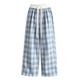 thumbnail image 3 of TIREOW Girls Sweatpants Plaid Elastic Lace Waist Wide Leg Sweat Pants with Lace Belt Fashion Lightweight Casual Baggy Pants, 3 of 5