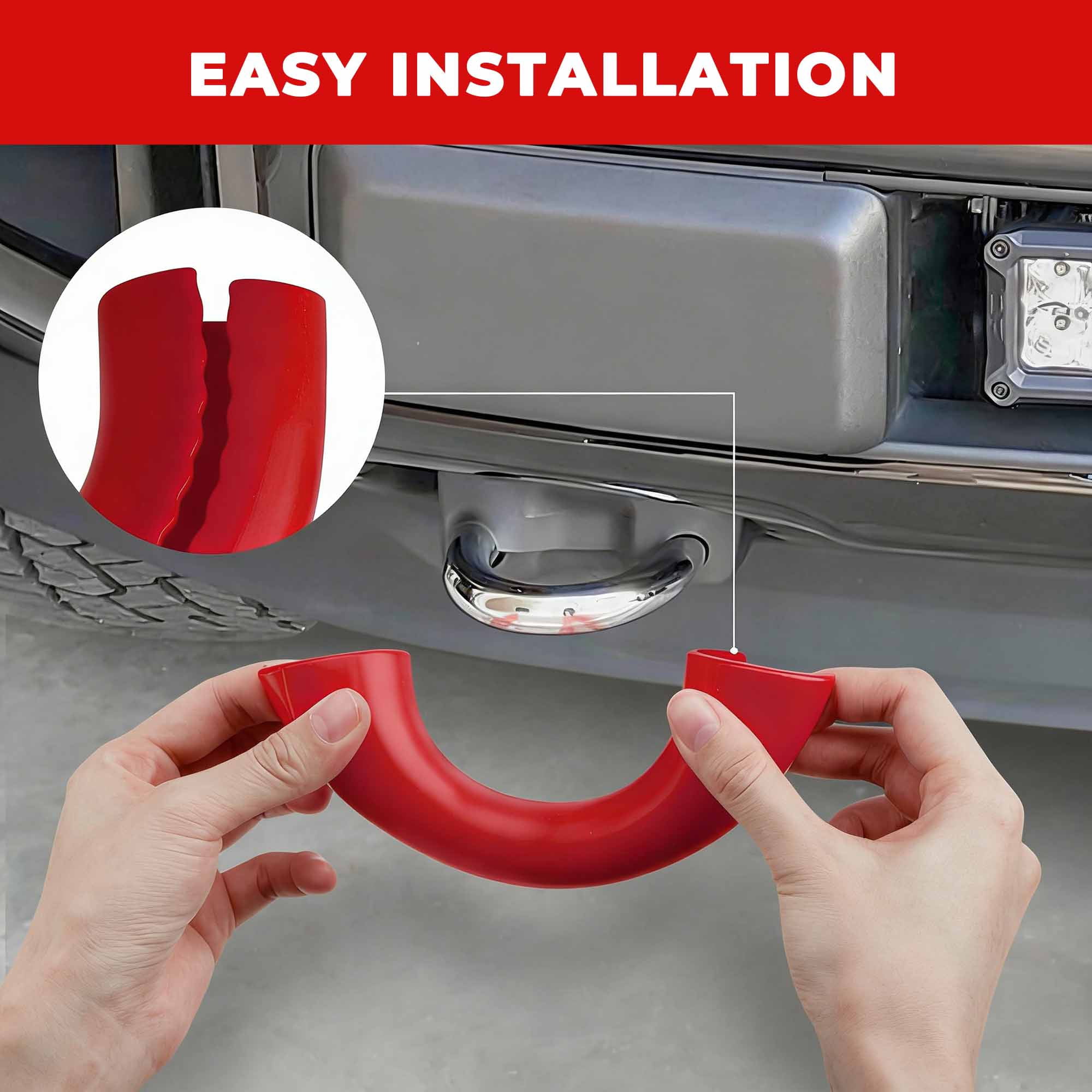 2 Pcs Tow Hook Cover for Ford F150 Accessories 2004-2024, Protective Silicone Front Tow Hooks Covers, Red