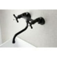 thumbnail image 2 of Kingston Brass KS116MB Essex Two Handle Wall Mount Bathroom Faucet, Matte Black, 2 of 5