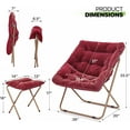 thumbnail image 3 of YEXJ Folding Saucer Chair with Ottoman for Adults Comfy Lounge Reading Seat Accent Chair Faux Fur Lazy Seating with Thick Padded Metal Frame for Bedroom Living Room-1 Pack w/ 1 Ottoman-Burgundy, 3 of 13