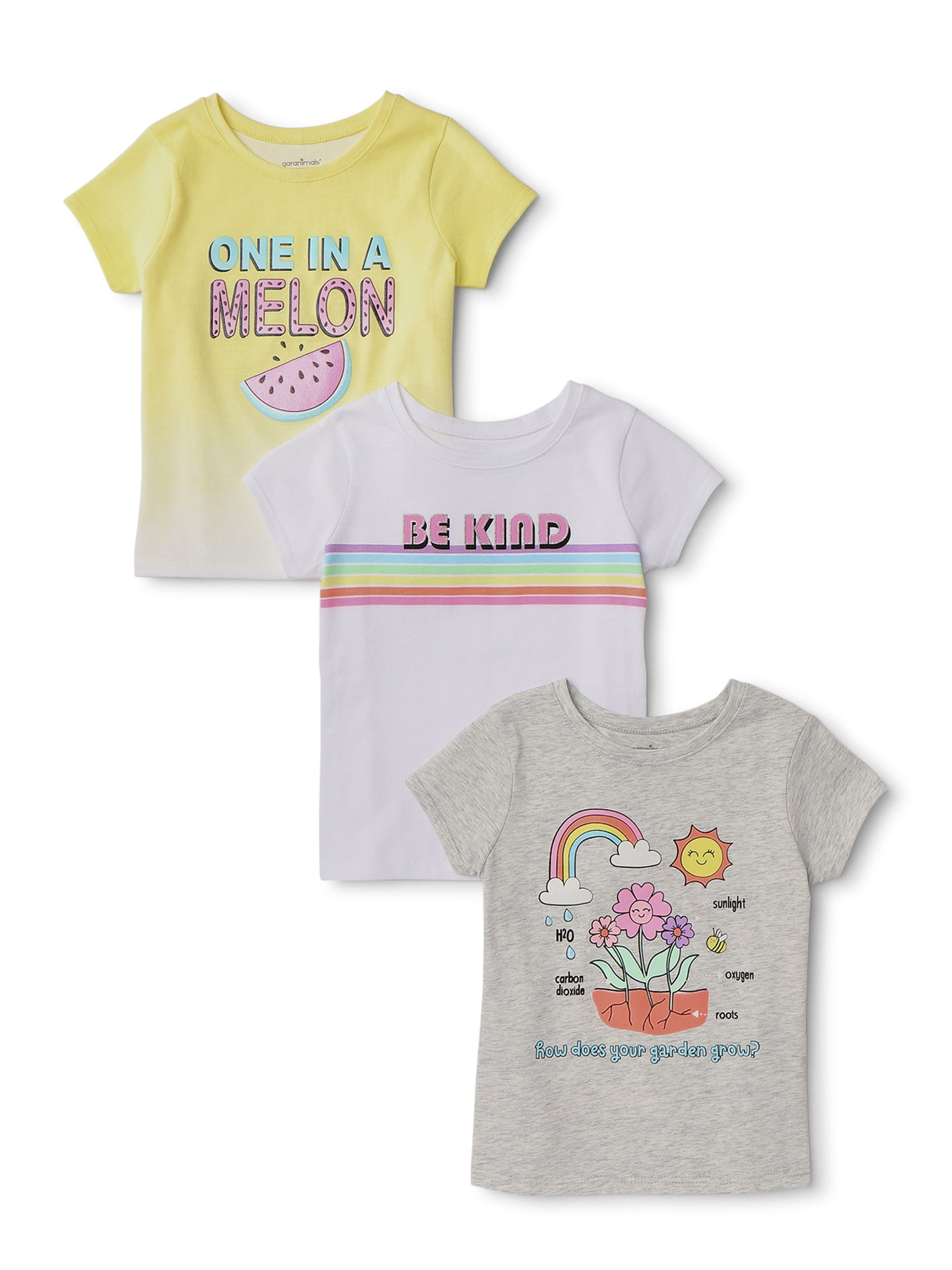 Garanimals Baby Girls & Toddler Girls' Graphic Tshirts, 3Pack