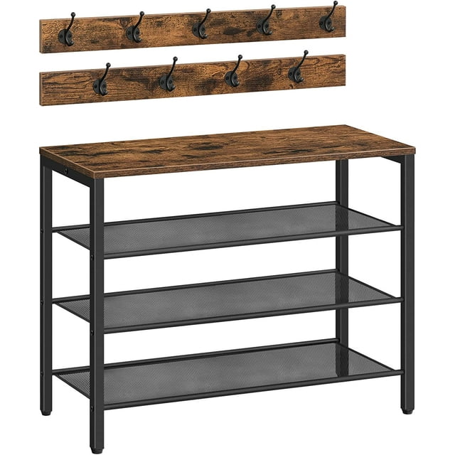 Shoe Rack, 4-Tier Shoe Storage, Shoe Rack Organizer for Closet Entryway with Adjustable Shelves, Hold 16 Pairs of Shoes, Easy Assembly, Free Standing, Space Saver, Rustic Brown SRHR0101