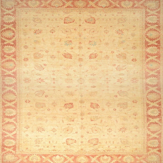 Ahgly Company Indoor Square Abstract Orange Oriental Area Rugs, 6' Square
