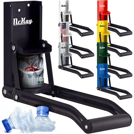 Mckay 16oz Metal Can Crusher, Heavy-Duty Wall-Mounted Smasher for Aluminum Seltzer, Soda, Beer Cans and Bottles for Recycling, Gadgets for Home (Black)