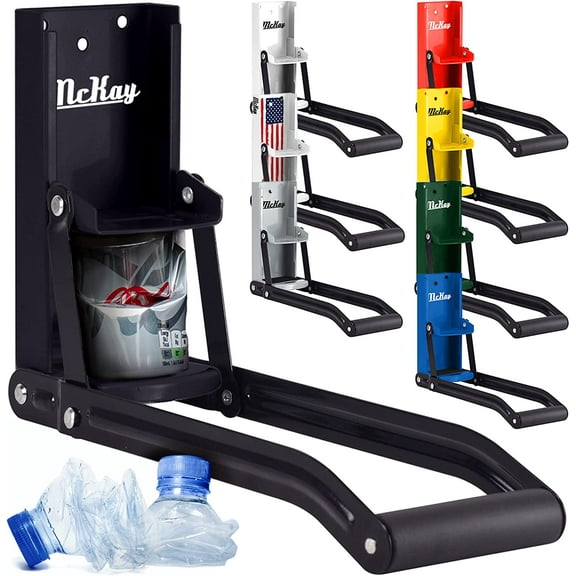 Mckay 16oz Metal Can Crusher, Heavy-Duty Wall-Mounted Smasher for Aluminum Seltzer, Soda, Beer Cans and Bottles for Recycling, Gadgets for Home (Black)