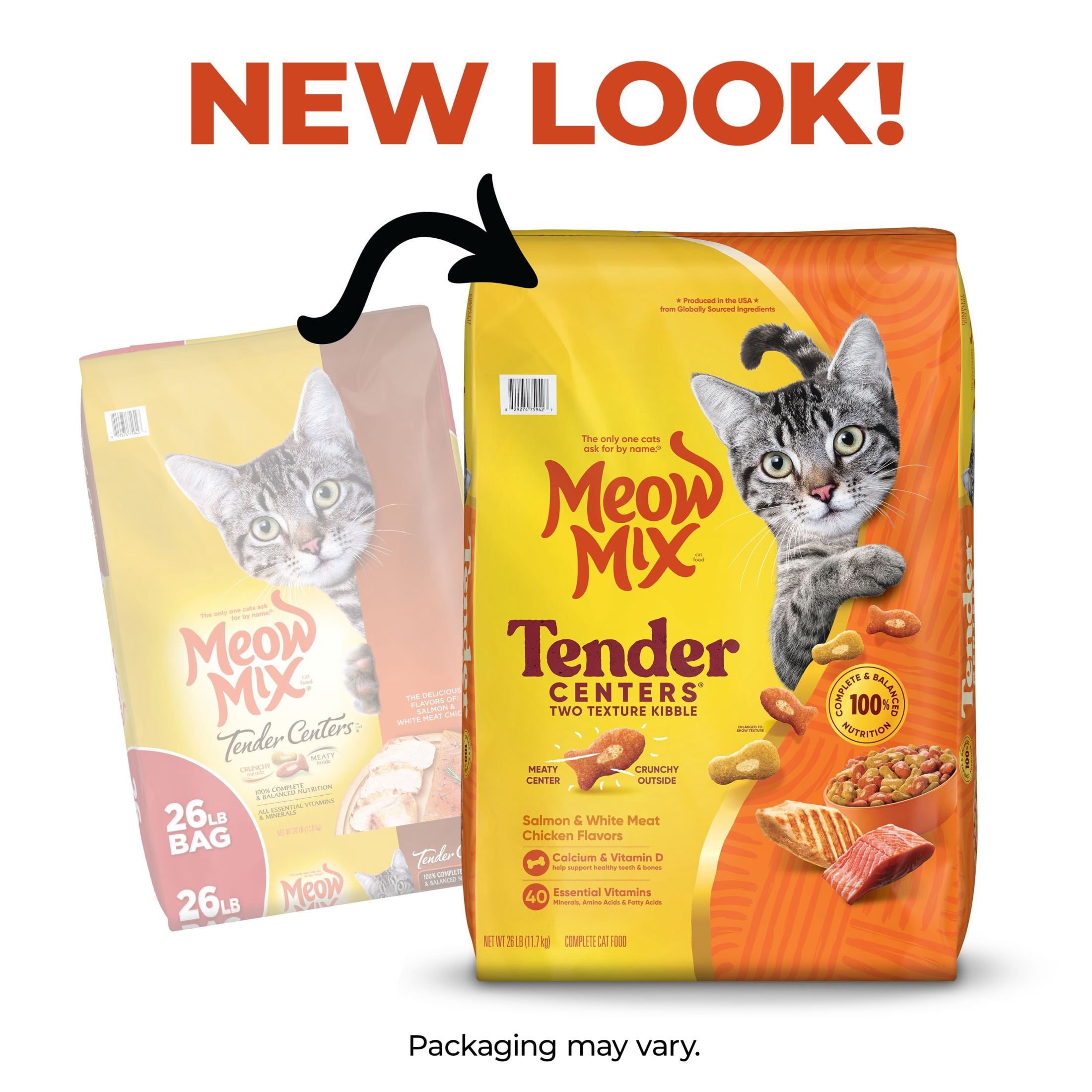 (2 pack) Meow Mix Tender Centers Dry Cat Food, Salmon & White Meat Chicken Flavors, 26 lb Bag