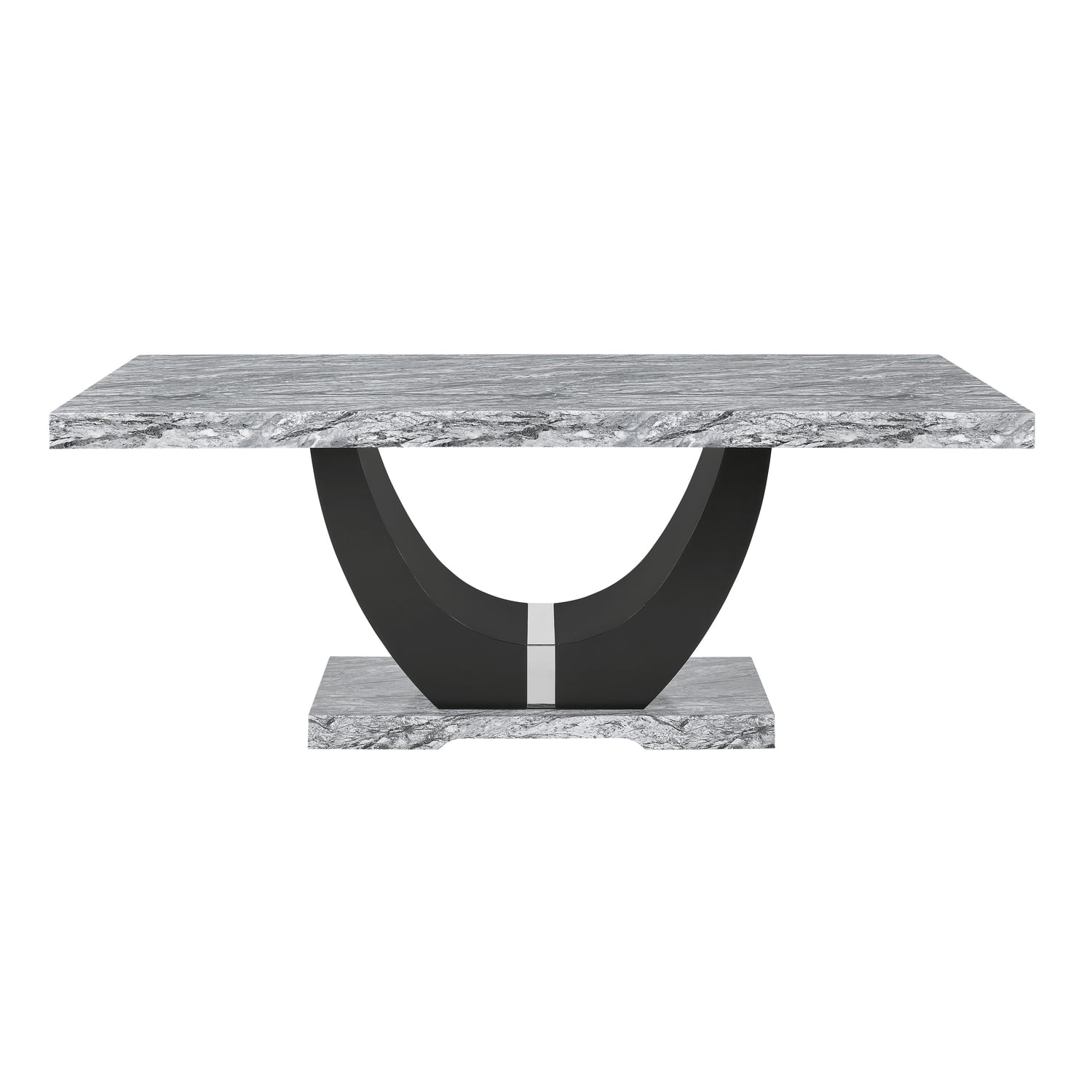 New Classic Furniture Lyra Wood Dining Table with Faux Marble Top in Gray/Black