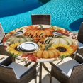thumbnail image 6 of Round Table Cover 45-54 Inch Pumpkins Thanksgiving Waterproof Reusable Table Cloth Round Fitted Vinyl Tablecloth with Elastic Edged for Parties Outdoors, Fall Pumpkin Berry Rustic Farmhouse, 6 of 9