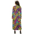 thumbnail image 2 of FKELYI Womens Fall Dress with Pockets Colorful Hippie Flower Print V Neck Long Sleeve Maxi Dress for Wedding Guest A-Line Flowy Party Dressess, M, 2 of 6