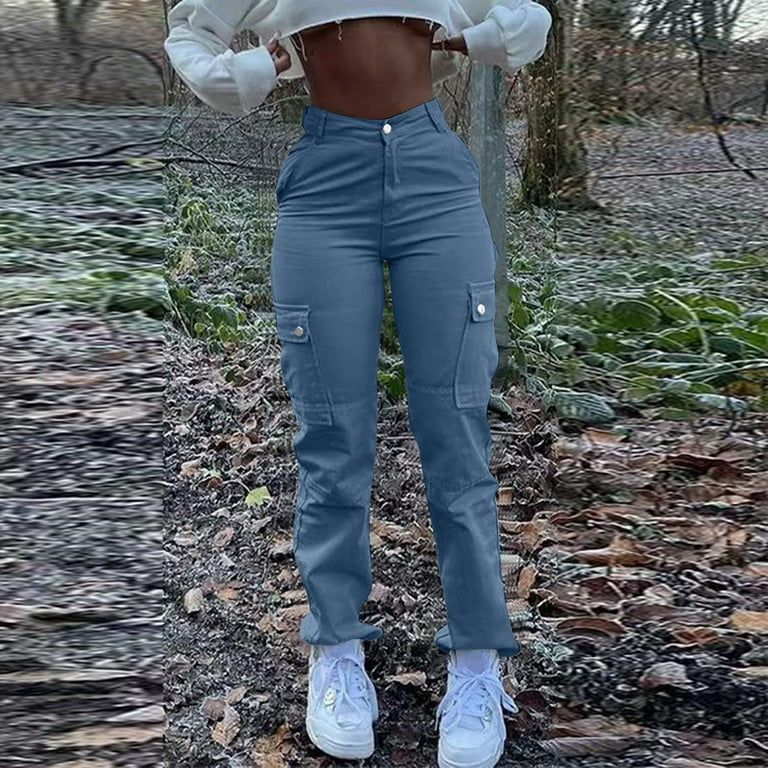 BILIKEYU Cargo Pants Women Cargo Jeans for Women Plus Size Mid