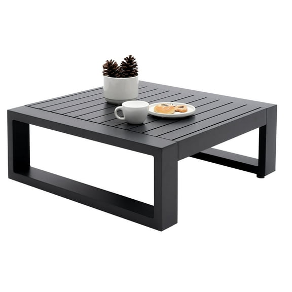 Outdoor Side Table Patio Aluminum Square End Table for Bistro Cafe Patio Small Coffee Table,Grey