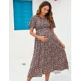 thumbnail image 6 of Yesfashion 2025 Maternity Dress Summer Women Smocked Crew Neck Puff Sleeve Pregnancy Baby Shower Photoshoot Dress, 6 of 8