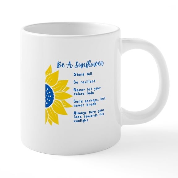 CafePress - Be A Sunflower Ukraine Colors Mugs - 20 Oz White Ceramic Mega Mug
