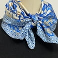 thumbnail image 4 of Wrapables Satin Neckerchief Square Scarf 26.5 x 26.5 Inches, Botanical Blue, 4 of 6