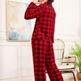 thumbnail image 7 of Monfince Women Pajamas Set Long Sleeve Plaid Sleepwear Button Down Shirt Pants Lounge Sets Soft Slim Pj Nightwear, 7 of 7