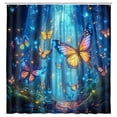 thumbnail image 4 of Navy Blue Shower Curtain Magic Fairy Tale Gemstone Blue Forest Funny Butterfly Shower Curtain for Bathroom, Modern Fabric Cloth Waterproof Bath Curtain with Hooks, 4 of 7
