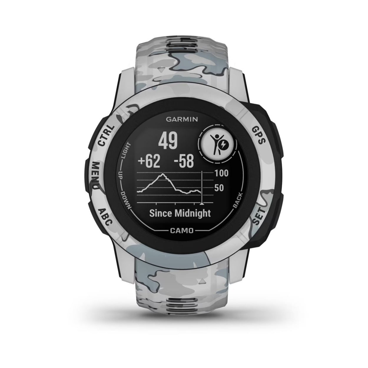Restored Garmin Instinct 2S Camo Edition Multi-GNSS GPS Smartwatch - Mist Camo (Refurbished)
