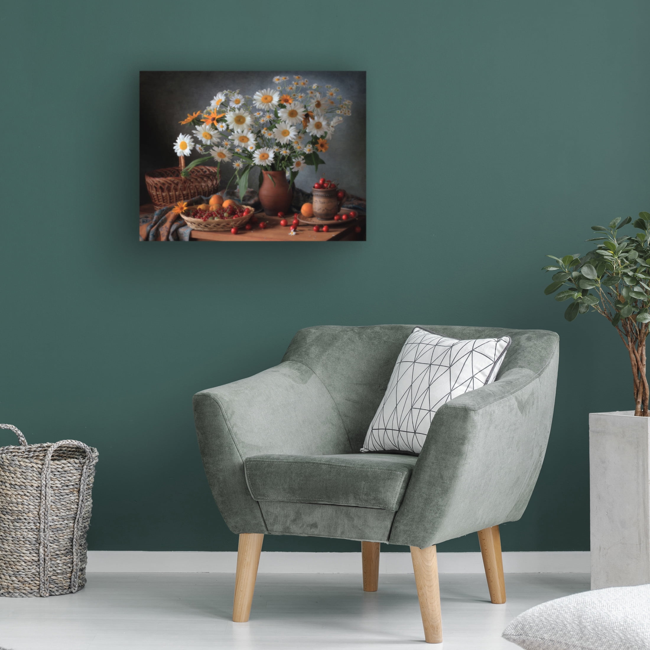 Canvas Wall Art - Tatyana Skorokhod 'Still Life With A Bouquet Of Daisies' Wall Art for Living Room, Bedroom, or Office D?cor by Trademark Fine Art - 24 x 18 Inches