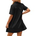 thumbnail image 4 of Summer Short Sleeve Solid Collared Button Down A Line Casual Loose Mini Shirt Dress, 4 of 6