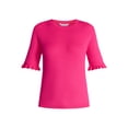 thumbnail image 6 of Time and Tru Women's Ribbed Sweater with Flounce Sleeves, Midweight, Sizes XS-XXXL, 6 of 6