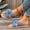 Sky Blue, variant on Women's Criss Cross Straps Straw Sandals Open Toe Flat Casual Beach Sandals Black 7.5(40)
