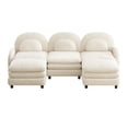 thumbnail image 6 of HUTWIFE 98.2" 3-Seater Teddy Velvet Couch, Beige White Modular Sofa with Two Ottoman, Curved Back & Lumbar Pillows, 6 of 9