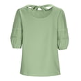 thumbnail image 6 of Hurxie Womens Short Sleeve Sweaters Summer Lightweight V Neck Pullover Tops Dressy Business Casual Blouses Clothes Green L, 6 of 7