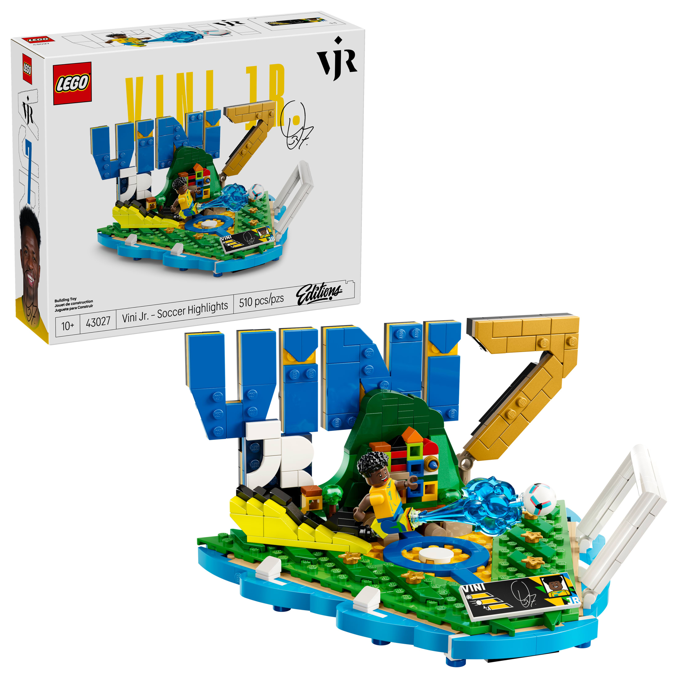LEGO Editions Vini Jr. – Soccer Highlights - Building Set for Boys & Girls, Ages 10+ - Collectible Soccer Gift W/ Plaque - Kids Bedroom or Shelf Decor - 43027
