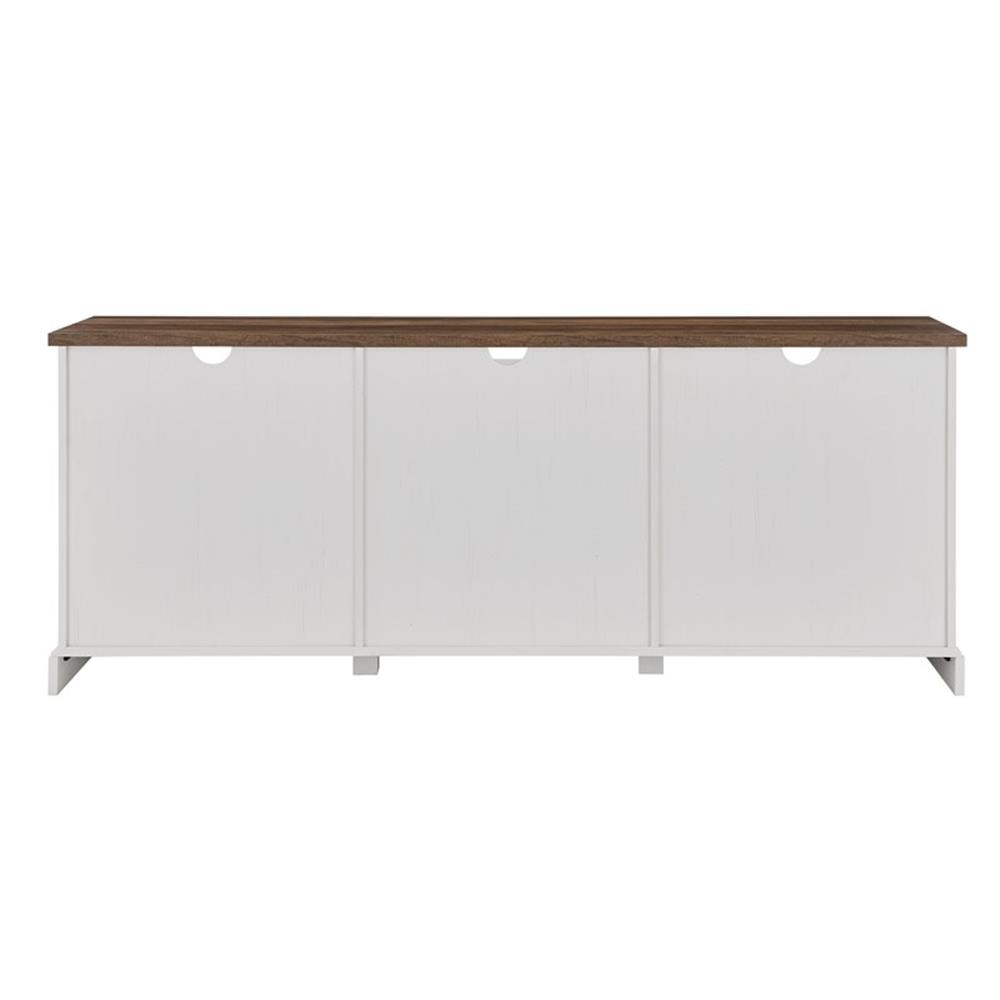 Walker Edison Sliding Barn Door 70" Farmhouse Wood TV Stand in White/Black