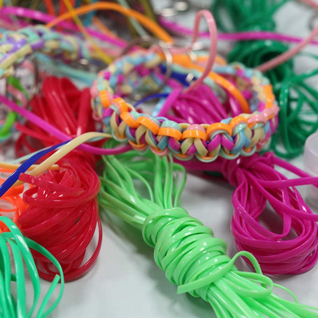 basic bracelet made with wide, plastic string #neon