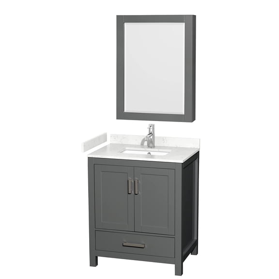 Wyndham Collection Sheffield 30" Wood Single Bathroom Vanity in Dark Gray/Chrome