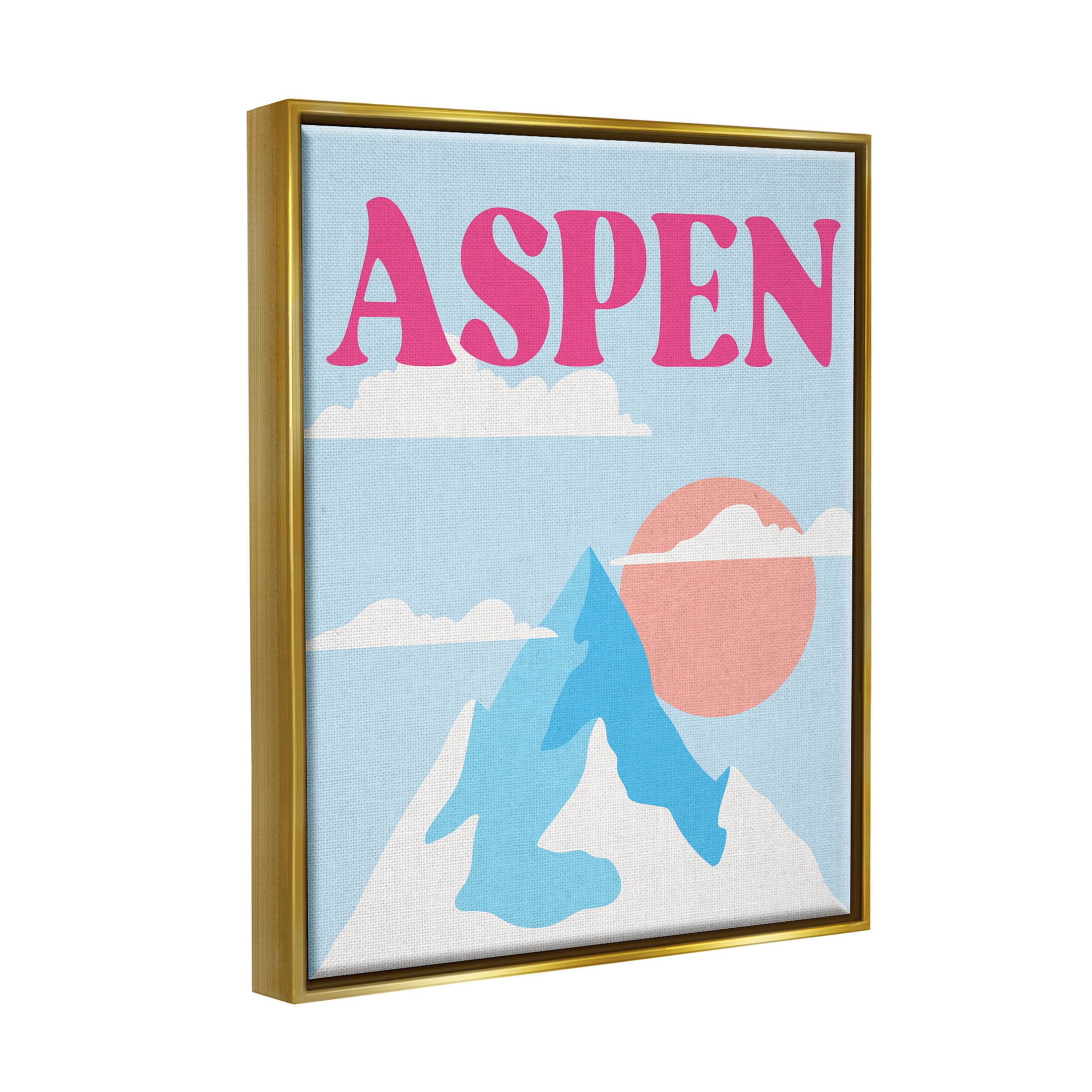 Stupell Industries Aspen Snowy Mountain Peak Graphic Art Metallic Gold Floating Framed Canvas Print Wall Art, Design by Lil' Rue