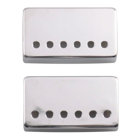 Seismic Audio Pair of Chrome Metal Humbucker Covers for Electric Guitars - 52mm Spacing Silver - (Best Humbuckers For Metal)