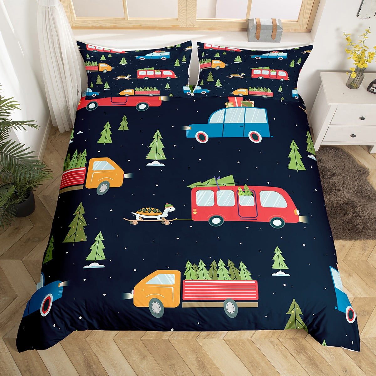 YST Rustic Camper Duvet Cover Queen for Kids Boys Girls,RV Camper