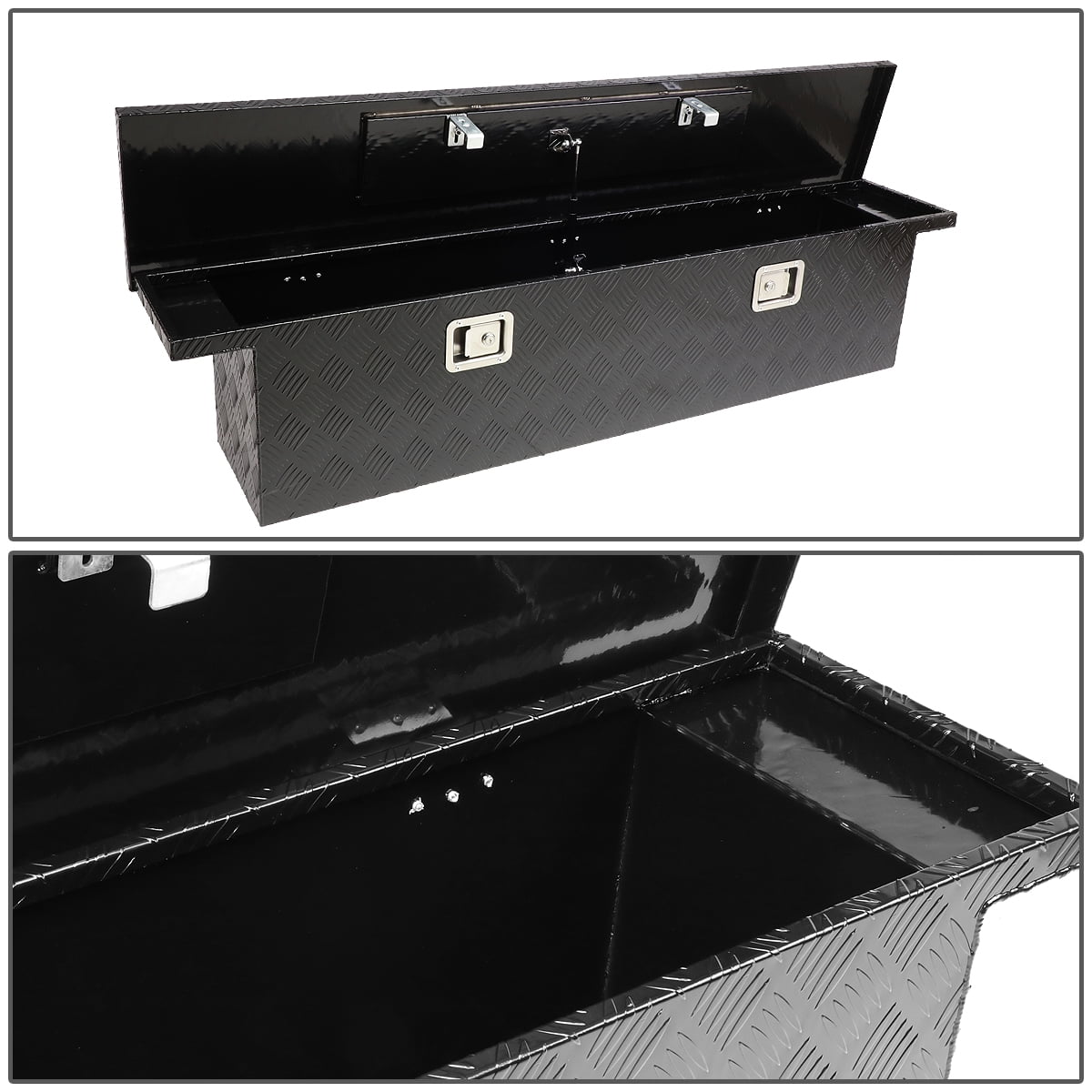 DNA Motoring 63" x 12" x 14" Aluminum Pickup Truck Bed Trailer Storage Tool Box w/Key Lock (Black)