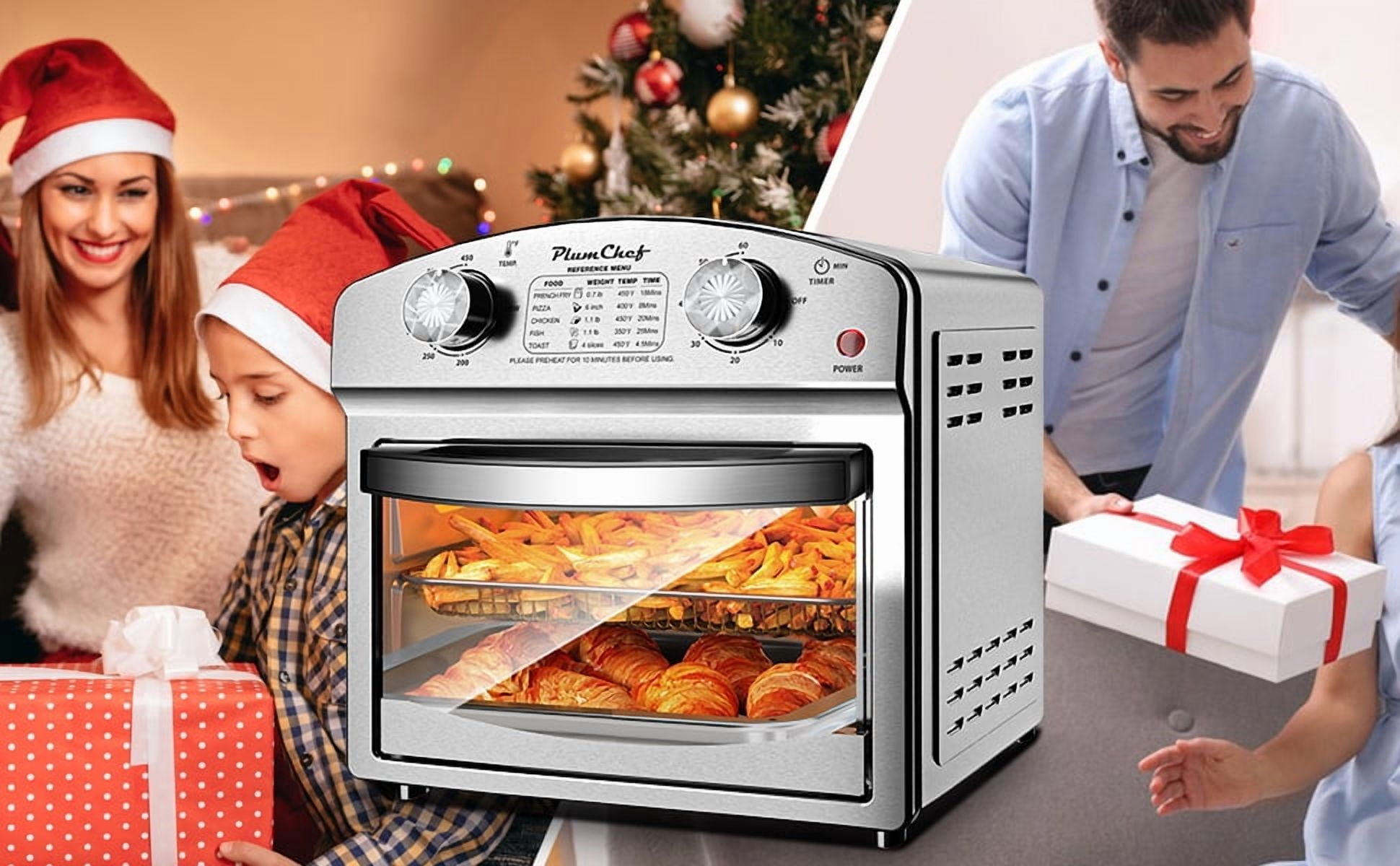 12.5 Quart 7-in-1 Convection Toaster Oven, 1500W, Stainless Steel, with 5 Pre-Set Menus – Roast, Bake, Grill, Broil, Toast, Dehydrate & Defrost, Silver