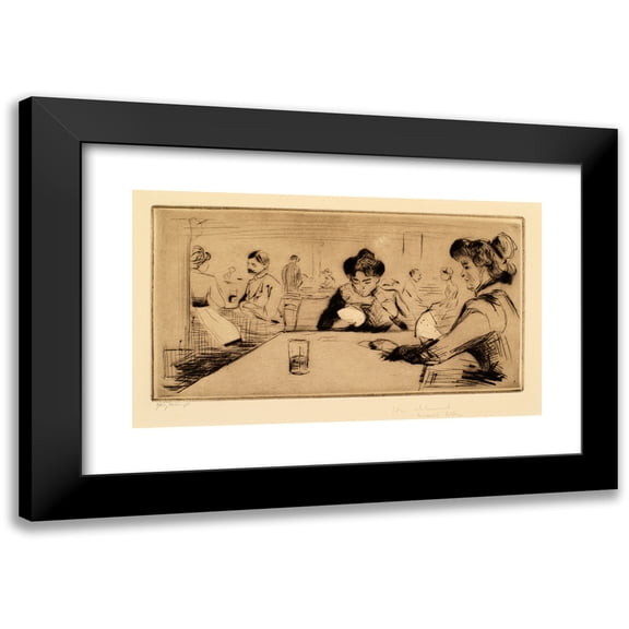 Edvard Munch 14x10 Black Modern Framed Museum Art Print Titled - Hopfenblute Female Card Player (1986)